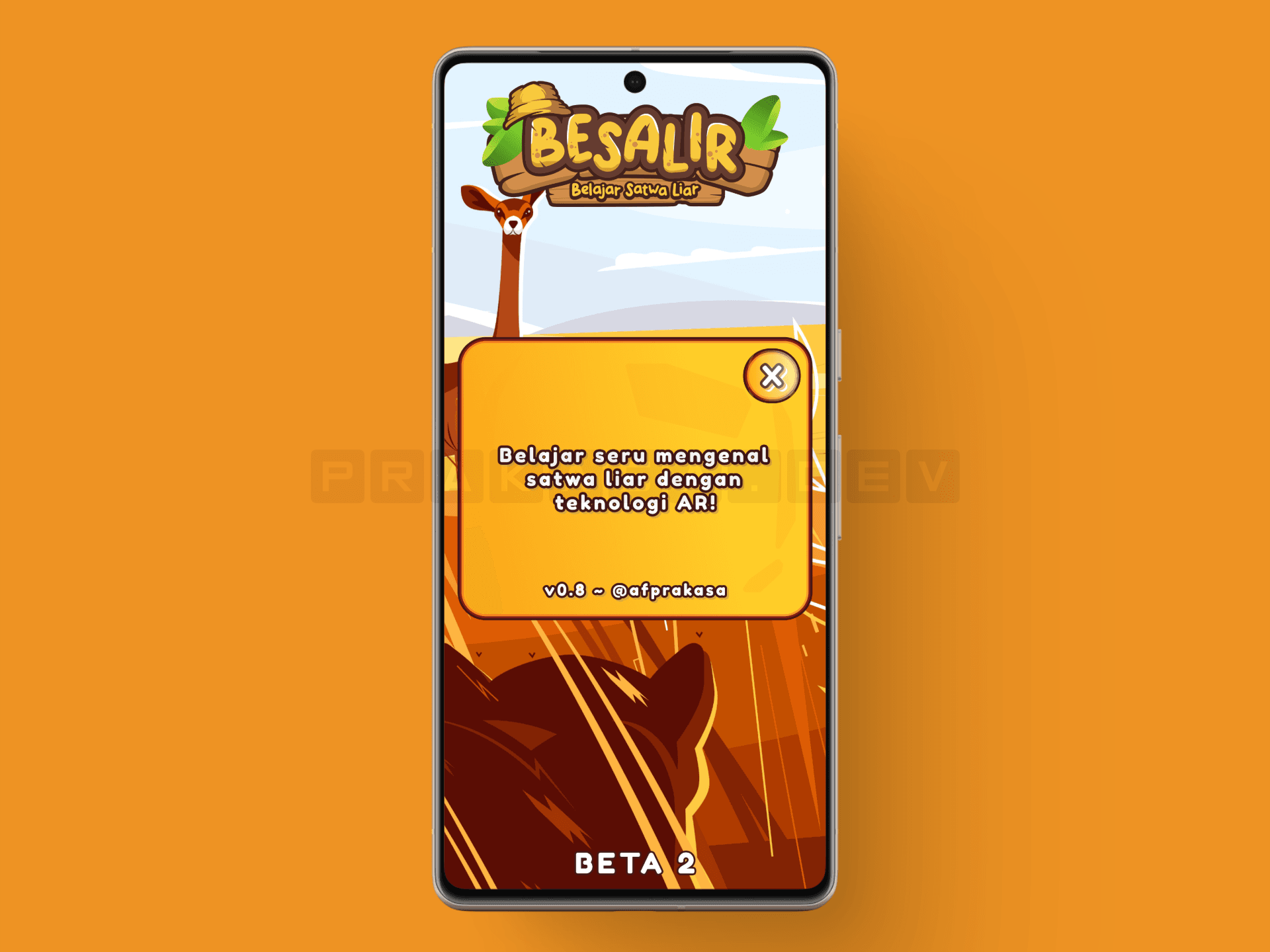 BESALIR about screen showing application info and developer details